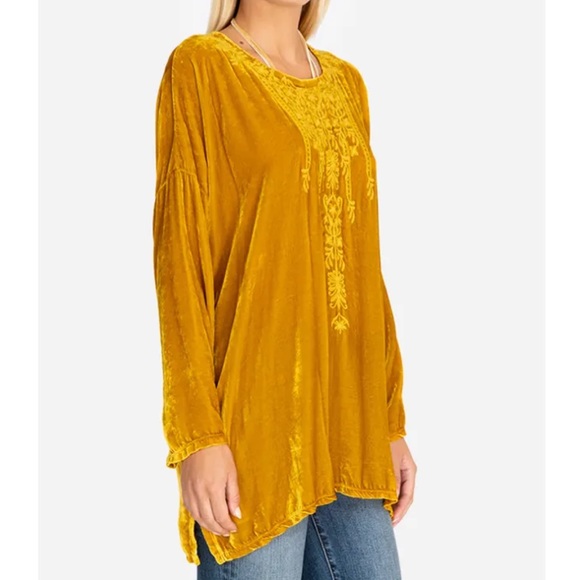 Johnny Was Antonella Velvet Blouse, Gold, XS - Picture 2 of 7